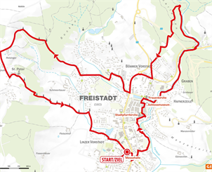 Eine Freistadt-Karte mit der Streckenführung